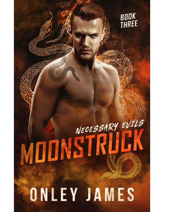Moonstruck orange cover with a shirtless tattooed man